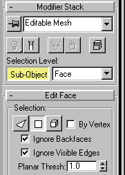 Modify / EMesh / Sub-Object / Face mode - Ignore Visible Edges Checked