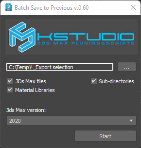 Mass Save 3ds Max Files and Material Libraries to Previous Version