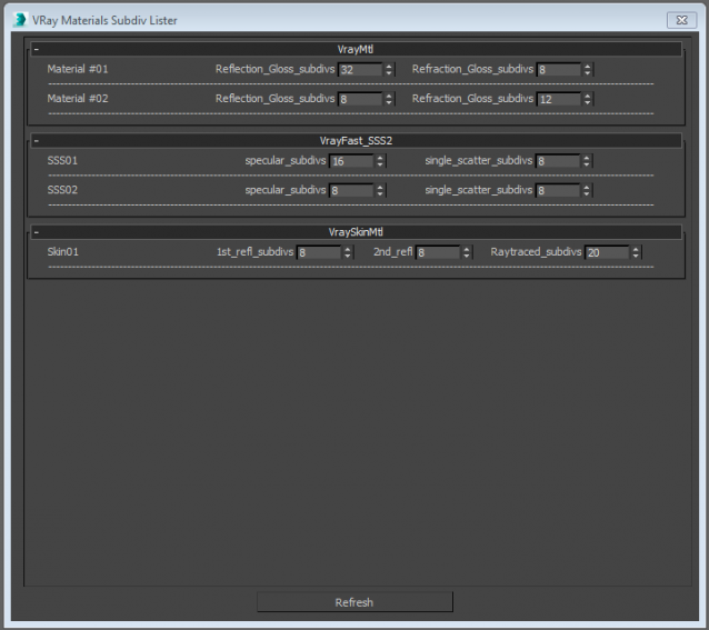 Vray Material Subdiv Lister Scriptspot