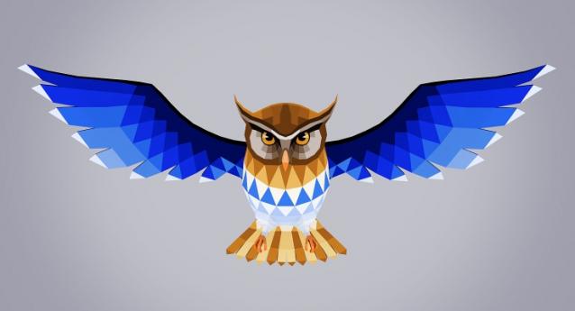 low poly owl poly painted